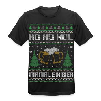 Ho Ho Ho hol mir mal ein Bier ugly Christmas - Männer T-Shirt atmungsaktiv - Schwarz - Vorne - AI Model Male 178 light (178cm)