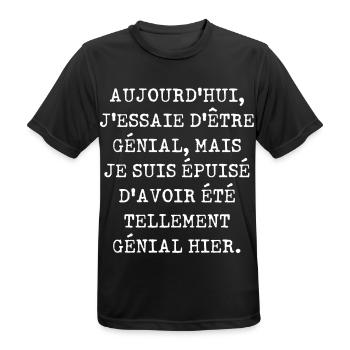 Aujourd'hui j'essaie d'être génial - T-shirt respirant Homme - noir - Devant - AI Model Male 178 light (178cm)