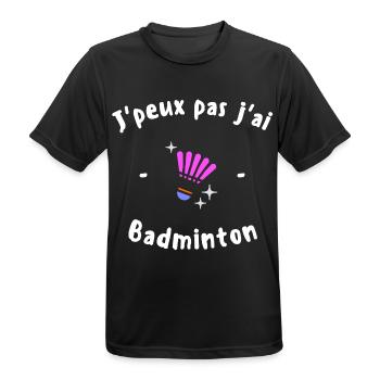 J Peux pas j ai Badminton - T-shirt respirant Homme - noir - Devant - AI Model Male 178 light (178cm)
