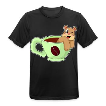 Bear cup of coffee - Men's Breathable T-Shirt - black - Front - AI Model Male 178 light (178cm)