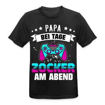Gamer Papa - Geschenk für Gamer zum Vatertag - Männer T-Shirt atmungsaktiv - Schwarz - Vorne - AI Model Male 178 light (178cm)