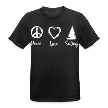 Peace Love Sailing - Männer T-Shirt atmungsaktiv - Schwarz - Vorne - AI Model Male 178 light (178cm)