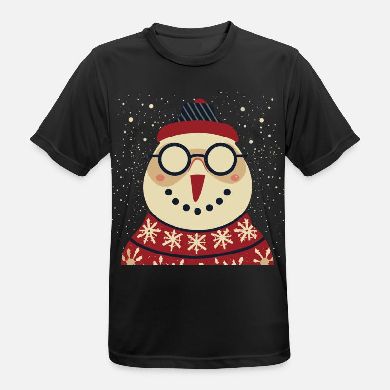 Winter Eulenpullover mit Brille - Männer T-Shirt atmungsaktiv - Schwarz
