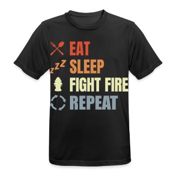Eat Sleep Fight Fire Repeat - Männer T-Shirt atmungsaktiv - Schwarz - Vorne - AI Model Male 178 light (178cm)