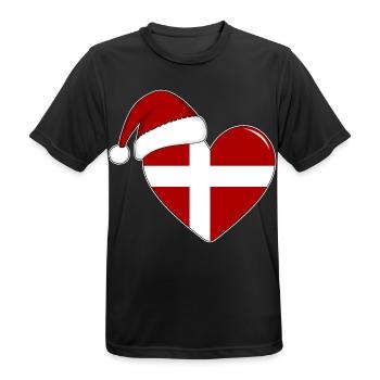 Coeur de Noël drapeau Danemark - T-shirt respirant Homme - noir - Devant - AI Model Male 178 light (178cm)