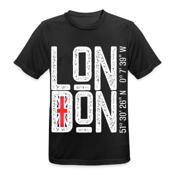 London Flag Distressed Typo - Men's Breathable T-Shirt - black - Front - AI Model Male 178 light (178cm)