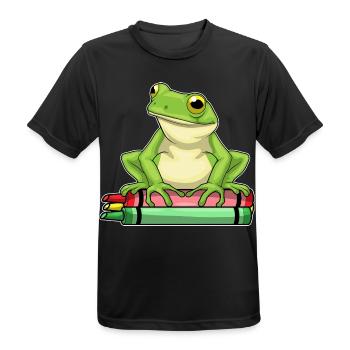 Frosch Schüler Wachsmalstifte Schule - Männer T-Shirt atmungsaktiv - Schwarz - Vorne - AI Model Male 178 light (178cm)