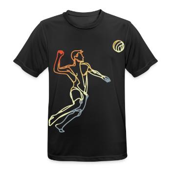 Beach Volley-ball Vintage Line Art - T-shirt respirant Homme - noir - Devant - AI Model Male 178 light (178cm)