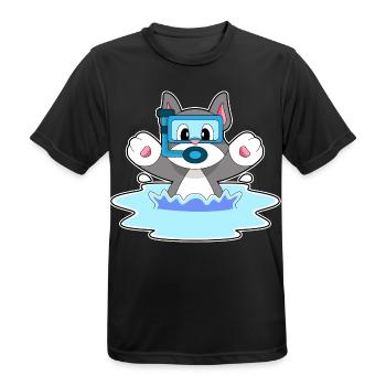 Katze Taucher Schnorchel Tauchen - Männer T-Shirt atmungsaktiv - Schwarz - Vorne - AI Model Male 178 light (178cm)