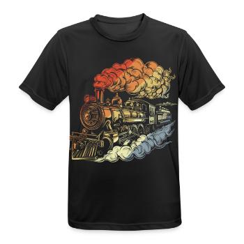 Retro Dampflokomotive - Männer T-Shirt atmungsaktiv - Schwarz - Vorne - AI Model Male 178 light (178cm)