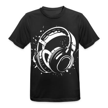 Dj Headphones Sketch - Men's Breathable T-Shirt - black - Front - AI Model Male 178 light (178cm)