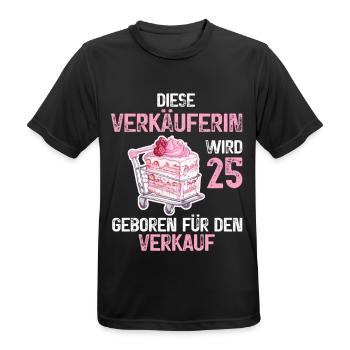Verkäuferin 25 Geburtstag Verkaufen Beruf Spruch - Männer T-Shirt atmungsaktiv - Schwarz - Vorne - AI Model Male 178 light (178cm)