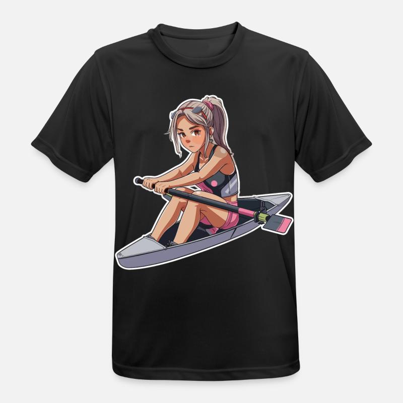 Ruderer Mädchen Grafik - Männer T-Shirt atmungsaktiv - Schwarz
