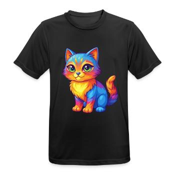 Cat Colorful Kawaii Cartoon Character Clipart - Men's Breathable T-Shirt - black - Front - AI Model Male 178 light (178cm)
