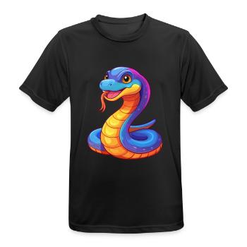 Snake Colorful Kawaii Cartoon Character Clipart - Men's Breathable T-Shirt - black - Front - AI Model Male 178 light (178cm)