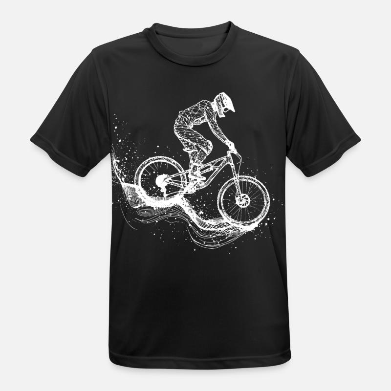 Mountainbiking Zeichnung - Männer T-Shirt atmungsaktiv - Schwarz