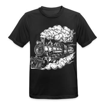 Steam Locomotive Graphics - Men's Breathable T-Shirt - black - Front - AI Model Male 178 light (178cm)