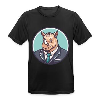 rhinocéros kawaii dessin animé personnage animal visage d’animal de compagnie - T-shirt respirant Homme - noir - Devant - AI Model Male 178 light (178cm)