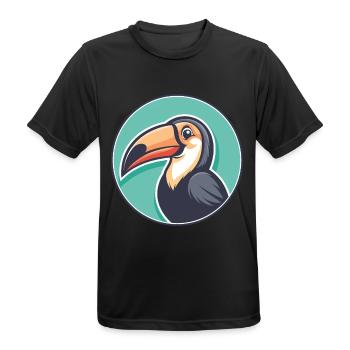 Tukan Kawaii Cartoon Figur Tier Haustier Gesicht - Männer T-Shirt atmungsaktiv - Schwarz - Vorne - AI Model Male 178 light (178cm)