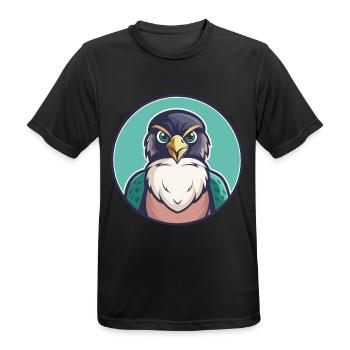 Falcon Kawaii Cartoon Character Animal Pet Face - Men's Breathable T-Shirt - black - Front - AI Model Male 178 light (178cm)