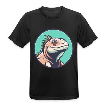 Iguana Kawaii Cartoon Character Animal Pet Face - Men's Breathable T-Shirt - black - Front - AI Model Male 178 light (178cm)