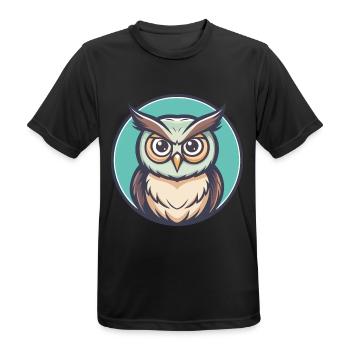 Eule Kawaii Cartoon Figur Tier Haustier Gesicht - Männer T-Shirt atmungsaktiv - Schwarz - Vorne - AI Model Male 178 light (178cm)