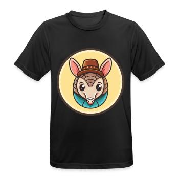 Armadillo Kawaii Cartoon Character Animal Pet Face - Men's Breathable T-Shirt - black - Front - AI Model Male 178 light (178cm)