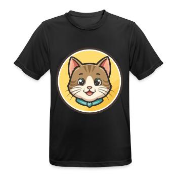 Cat Kawaii Cartoon Character Animal Pet Face - Men's Breathable T-Shirt - black - Front - AI Model Male 178 light (178cm)