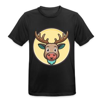 Moose Kawaii Cartoon Character Animal Pet Face - Men's Breathable T-Shirt - black - Front - AI Model Male 178 light (178cm)