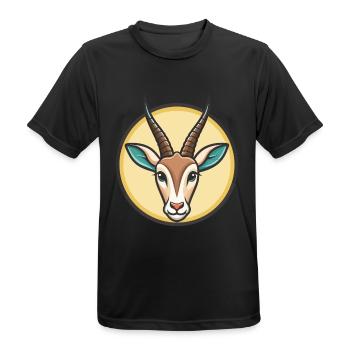 Oryx Kawaii Dessin animé Personnage Animal Animal Visage - T-shirt respirant Homme - noir - Devant - AI Model Male 178 light (178cm)