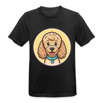 Corded Poodle Dog Breed Cartoon Kawaii Clipart Pet - Men's Breathable T-Shirt - black - Front - AI Model Male 178 light (178cm)