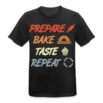 Prepare Bake Taste Repeat - Men's Breathable T-Shirt - black - Front - AI Model Male 178 light (178cm)