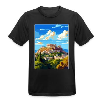 Athens Greece Travel Poster Souvenir Painting WPA - Men's Breathable T-Shirt - black - Front - AI Model Male 178 light (178cm)