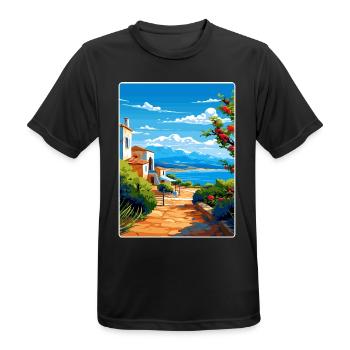 Elafonisos Griechenland Reise Poster Souvenir Farbe WPA - Männer T-Shirt atmungsaktiv - Schwarz - Vorne - AI Model Male 178 light (178cm)