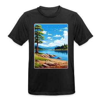 Big Bear Lake California Travel Poster Souvenir - Men's Breathable T-Shirt - black - Front - AI Model Male 178 light (178cm)