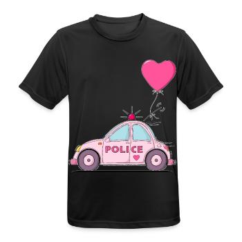 Police Herz Rosa - Männer T-Shirt atmungsaktiv - Schwarz - Vorne - AI Model Male 178 light (178cm)