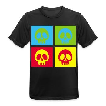 Pop art manga skull - Men's Breathable T-Shirt - black - Front - AI Model Male 178 light (178cm)