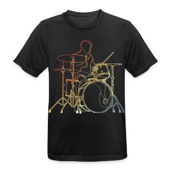 Dessin de batteur vintage - T-shirt respirant Homme - noir - Devant - AI Model Male 178 light (178cm)