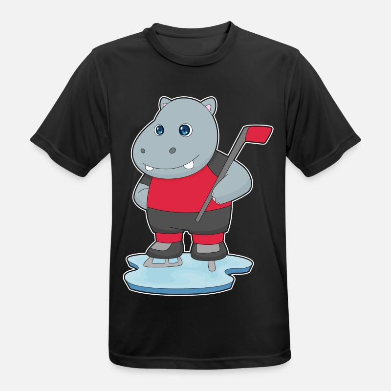 Nilpferd Eishockey Eishockeyschläger - Männer T-Shirt atmungsaktiv - Schwarz