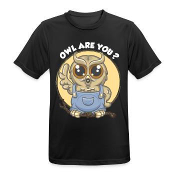 Owl are you ? - T-shirt respirant Homme - noir - Devant - AI Model Male 178 light (178cm)