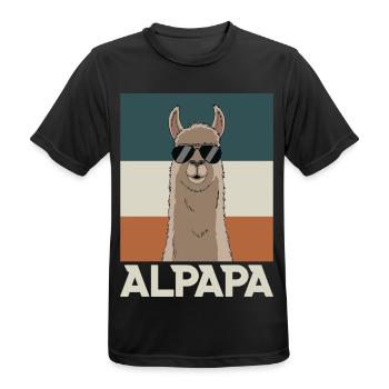 Papa Alpaka Dad Lustig Lama Vatertagsgeschenk - Männer T-Shirt atmungsaktiv - Schwarz - Vorne - AI Model Male 178 light (178cm)