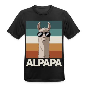 Papa Alpaka Dad Lustig Lama Vatertagsgeschenk - Männer T-Shirt atmungsaktiv - Schwarz - Vorne - AI Model Male 178 light (178cm)