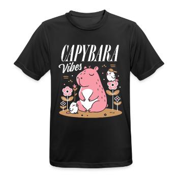 Entspannte Capybara-Vibes - Männer T-Shirt atmungsaktiv - Schwarz - Vorne - AI Model Male 178 light (178cm)