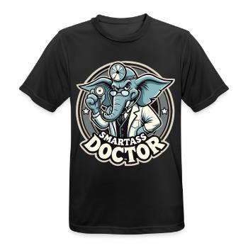 Smartass Doctor Elephant Funny Gift - Men's Breathable T-Shirt - black - Front - AI Model Male 178 light (178cm)