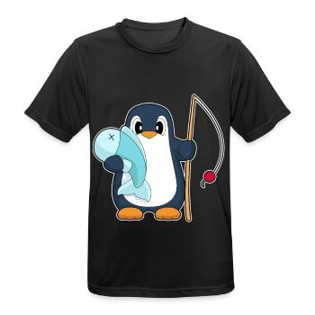 Pinguin Angler Fisch Angeln - Männer T-Shirt atmungsaktiv - Schwarz - Vorne - AI Model Male 178 light (178cm)