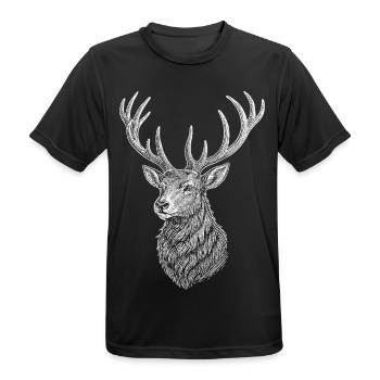 Hirsch - Männer T-Shirt atmungsaktiv - Schwarz - Vorne - AI Model Male 178 light (178cm)