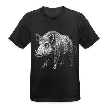 Wild boar - Men's Breathable T-Shirt - black - Front - AI Model Male 178 light (178cm)