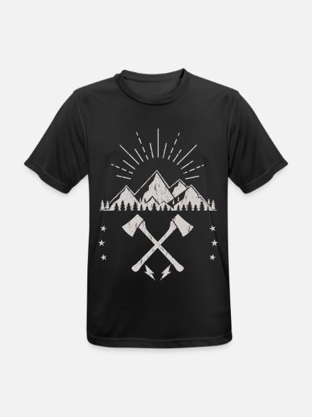 Rugged Mountain Sunrise Axe Emblem - Men's Breathable T-Shirt - black
