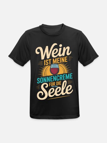Wein als Sonnencreme der Seele - Männer T-Shirt atmungsaktiv - Schwarz