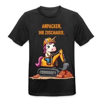 Einhorn Baggermeister - Männer T-Shirt atmungsaktiv - Schwarz - Vorne - AI Model Male 178 light (178cm)